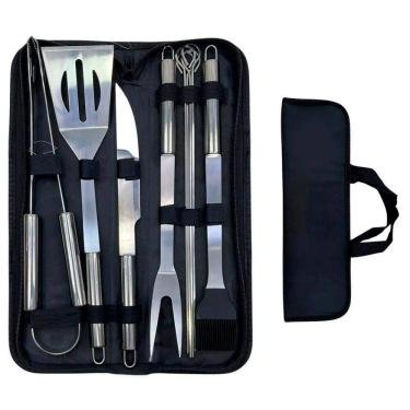 Imagem de Kit Churrasco De Qualidade Com Espetos E Faca Inox