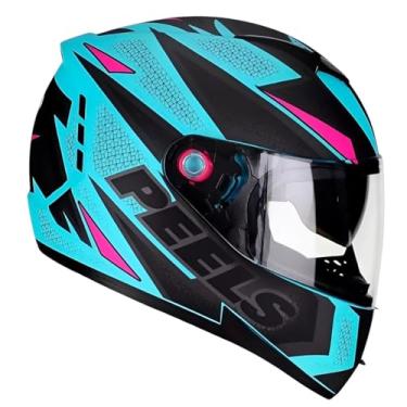 Imagem de Capacete Peels Icon Pro Fast Capacete de Motocicleta, Verde Agua Fosco com Rosa, Design Esportivo com Viseira (60)