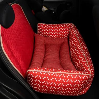 Imagem de Protetor impermeável para assento de carro para animais de estimação com colchão macio e impermeável. (Vermelho estampado)