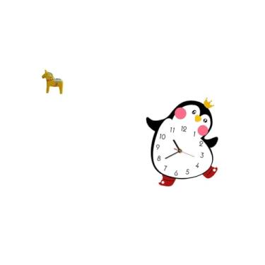 Imagem de Fenteer Escultura de Cavalo Dalecarliano E Relógio de Parede de Madeira Pinguim Decorativo Colecionável para Estante de Livros, Quarto, Entrada, Armário,