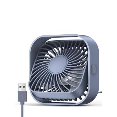 Imagem de Ventilador de mesa pequeno, alimentado por USB, ventilador portátil de 3 velocidades, fluxo de ar forte, mini ventilador de rotação de 360°, ventiladores de mesa pessoais para casa, escritório, quarto