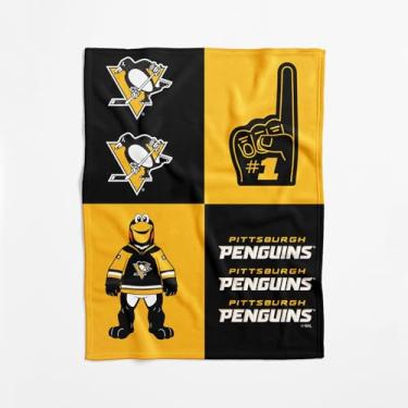 Imagem de Cobertor NHL Pittsburgh Penguins oficialmente licenciado para bebê, 101 x 127 cm, poliéster leve e macio, design dominó