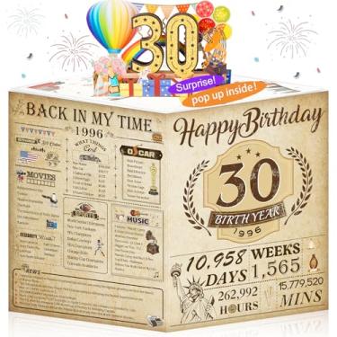 Imagem de OLOSONG Cartão de aniversário de 30 anos para homens e mulheres, 3D Pop Up 30th Birthday Gifts Cards for Him Her, Back In 1996 Funny 30 Year Old Birthday Decorations, Classy Vintage
