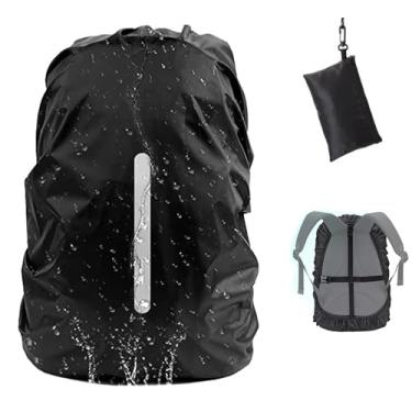 Imagem de GUKOY Capa de chuva para mochila impermeável com alça refletiva (8-70L), 2 tiras ajustáveis antiderrapantes com fivela cruzada, à prova de chuva, à prova de neve, preto PP (para mochila 8-17L)