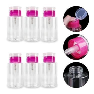 Imagem de Kit 6 Porta Acetona Plástico Removedor Esmalte Dosador 180ml Manicure 