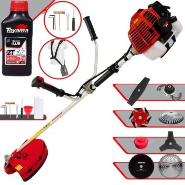Imagem de Roçadeira Kawashima Kw43l À Gasolina 43c 1,7hp + Faca 2 Pontas + Faca 40 Dentes + Faca 80 Dentes + Trimmer + Escova 38c