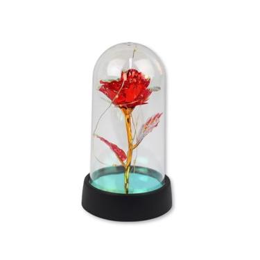 Imagem de Rosa Encantada na Cúpula com Luz LED – Decoração Romântica e Iluminação Decorativa Elegante para Quartos e Salas