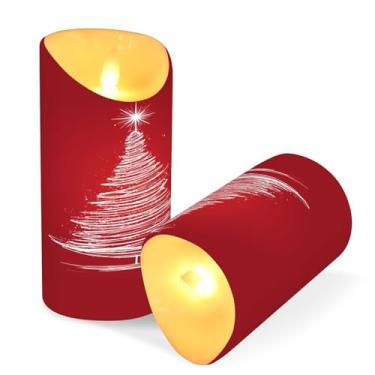 Imagem de ATTX Pacote com 2 velas brancas brilhantes para árvore de Natal – 7,6 cm x 9,9 cm de LED com controle remoto e temporizador para casa, casamento, decoração de acampamento #338