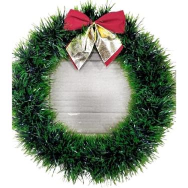 Imagem de Guirlanda de Natal com Laço Vermelho para Porta – Enfeite Natalino 25~35cm(30cm,verde escuro com limão)