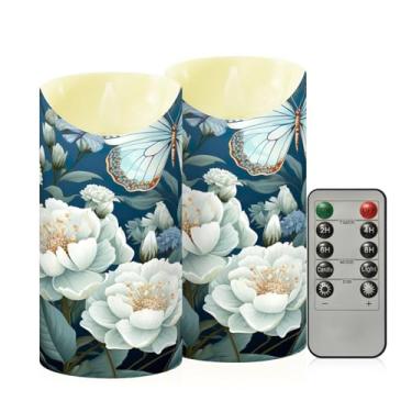 Imagem de Wassud Velas de flor branca sem chama com controle remoto, velas realistas cintilantes com temporizador, velas decorativas para Natal, casamento, festa, decoração de casa média