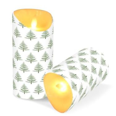 Imagem de ATTX Pacote com 2 velas de árvore de Natal sem chama – Velas LED de 7,6 x 15 cm com controle remoto e temporizador para casa, casamento, decoração de acampamento #42