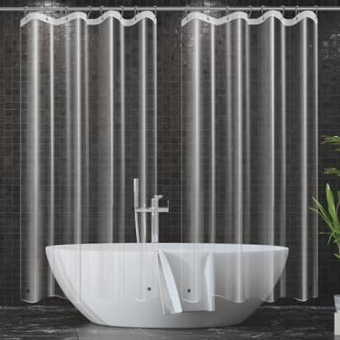 Imagem de Hereisa [Pacote com 2 forros de cortina de chuveiro de plástico transparente de 121 x 182 cm, leve 3G - Transparência cristalina, forros impermeáveis para banheiro e banheira, fácil instalação