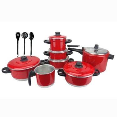 Imagem de Jogo De Panela Vermelha Panela De Pressão 4.5 L Kit Talher - Multi Alu