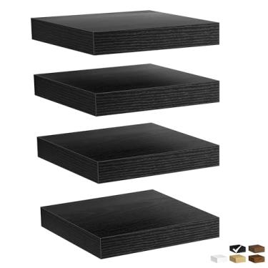 Imagem de Fun Memories Prateleiras flutuantes para parede, prateleiras de parede de madeira rústica para banheiro, quarto, sala de estar e cozinha, prateleiras de exibição de armazenamento, (conjunto de 4