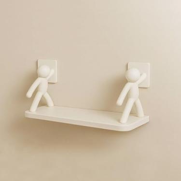 Imagem de Prateleira Decorativa Simples ou Dupla – Organizador Adesivo para Banheiro, Cozinha e Quarto, Instalação sem Furos(Branco-Camada única（1PCS）)