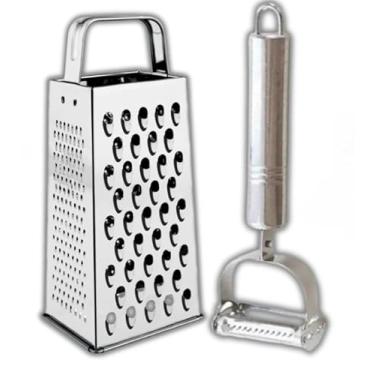 Imagem de Kit 3 Utensílios de Cozinha Inox – Amassador de Batata + Descascador de Legumes + Ralador Multiuso(1 DESCASCADOR + 1 RALADOR)