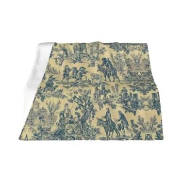 Imagem de Cobertor De Fleece Floral Preto E Branco Toile De Jouy Macio E Quente 