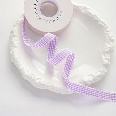 Imagem de 1 rolo de flor/fio quadriculado chiffon seda poliéster tecido fitas de cetim para embrulho de presente convites de casamento buquê de flores