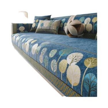 Imagem de Capa De Sofá Jacquard Chenille Boho Lua Cheia Antiderrapante Protetor 