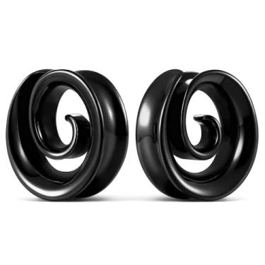 Imagem de Twolobes 2 alargadores de orelha de sela em espiral 316 de aço inoxidável 316 brincos hipoalergênicos expansor esticador piercing joias, 00G(10mm), Metal, Sem Pedra Preciosa