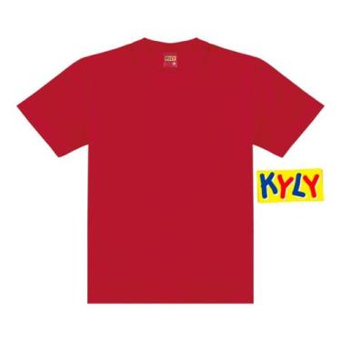 Imagem de Camiseta Infantil Unissex Manga Curta em Meia Malha Lisa Kyly, Vermelh