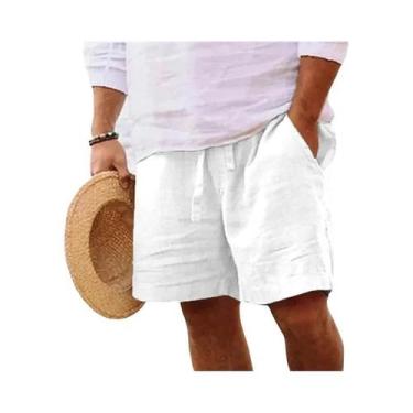 Imagem de Bermuda Masculina Leve De Algodão Em Cores Sólidas Para Academia Praia