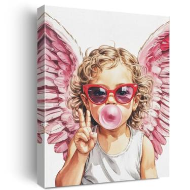 Imagem de Linda decoração de parede Cupido Dia dos Namorados, Cupido com óculos de sol soprando bolhas imagem arte de parede quadro quadro pôster quadro para decoração de quarto casa 20 x 25 centímetros