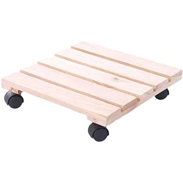 Imagem de Estrutura móvel de vaso de flores resistente, carrinho de vaso de flores móvel de madeira, polia de rack de plantas, usada para mover vasos de flores dentro e fora de casa (25 cm)