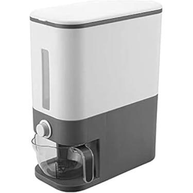 Imagem de Dispensador De Arroz Hermético 10l, Grande Recipiente De Armazenamento Selado Com Tampa E Copo Medidor, Balde De Dispensador De Cereal Doméstico à Prova De Umidade Para Soja De Cozinha, Grey