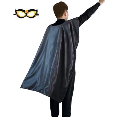 Imagem de D.Q.Z Capa E Máscara De Super-Herói Para Adultos, Presentes Aniversário Homens Mulheres, Fantasias Cosplay, Capas Vampiro Halloween (Preto)