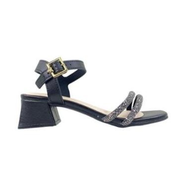 Imagem de Sandalia Molekinha Infantil Salto Baixo Strass 2347107 PRETO/DIAMOND 34-Feminino