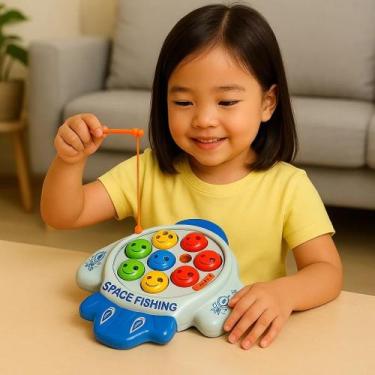 Imagem de Kit 11 Peças Pega Peixe Pesca Brinquedo Infantil Foguetinho Corda Água