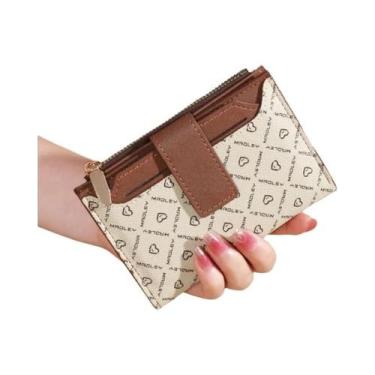 Imagem de Carteira Curta Vintage Feminina De Cor Sólida, Portátil, Dobrável, Por