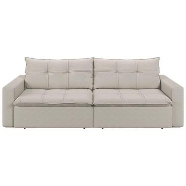 Imagem de Sofá Retrátil E Reclinável Joinville 1,70m Linho Cor Bege 2340