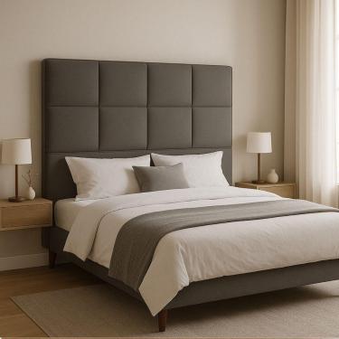 Imagem de Cabeceira Cama Box Casal King Size 195cm Elena Estofada Cinza