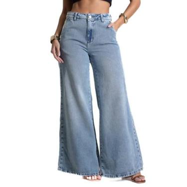 Imagem de Calça Jeans Sawary Super Wide Leg - 281828 - azul médio 44, Azul, 44