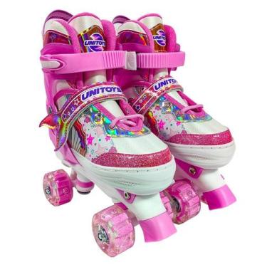 Imagem de Patins Infantil Sereia com LED - Rosa - UNITOYS