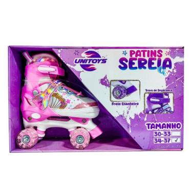 Imagem de Patins Infantil Sereia com LED - Rosa - UNITOYS