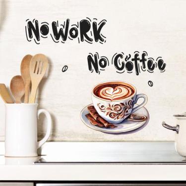 Imagem de Adesivos de parede No Work No Coffee Xícara de café PVC 40x29 cm - yiw
