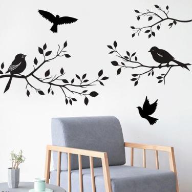 Imagem de Adesivos de parede Black Bird Silhouette Tree Branch PVC 34x58cm - yiw