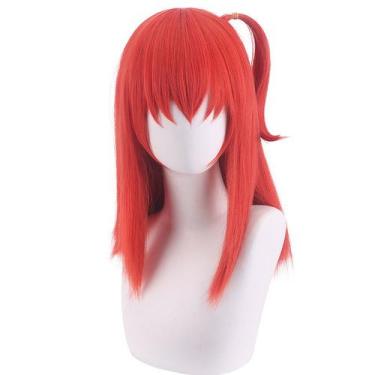 Imagem de Peruca de cosplay Anime Red Curto Rabo de Cavalo 45 cm Resistente ao C