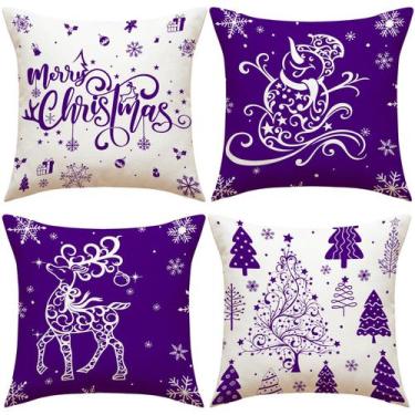 Imagem de Conjunto de fronhas Christmas Reindeer Snowflake Linen x4 45cm - yiwei