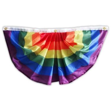 Imagem de Bandeira de ventilador plissada Rainbow Pride, bandeira de poliéster d