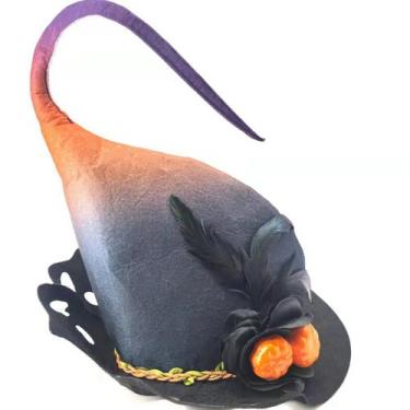 Imagem de Chapéu de bruxa de abóbora de Halloween para adultos, tecido 30cm/100g