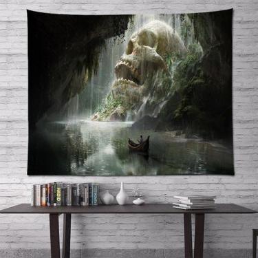 Imagem de Tapeçaria pendurada na parede Waterfall Skull Mysterious Cave 150x130c