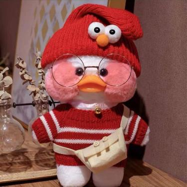 Imagem de Brinquedo de pelúcia LALAFANFAN Duck com estojo de óculos e bolsa de p