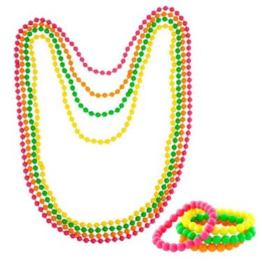 Imagem de Conjunto de pulseiras e colar GWAWG 80s Fancy Dress Mardi Gras