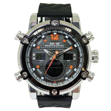Imagem de Relógio Masculino Weide AnaDigi WH-5205 Prata e Preto e Laranja