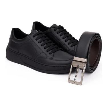 Imagem de Kit Tênis Casual Ferrara 100% Couro Legítimo+ Cinto-Masculino