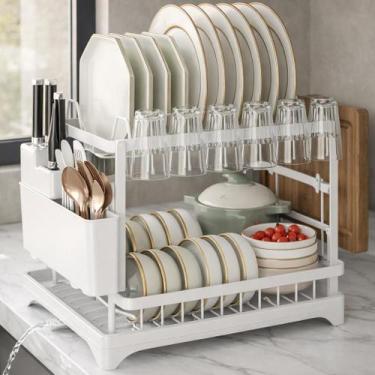 Imagem de Escorredor de Louça 2 Andares Branco com Dreno 360, Bandeja Coletora e